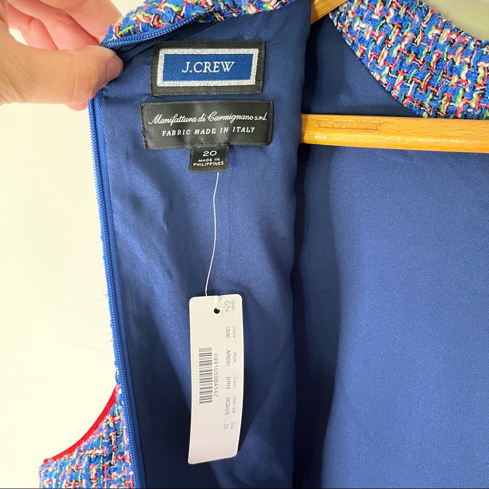 J Crew Tie Neck Tank Dress Blue in Autumn Tweed NWT AR691 Women’s Size 20 - Picture 9 of 13